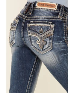Rock Revival Women's Medium Wash Faded Stitched Border Bootcut Jeans 7 Rock Revival Women's Medium Wash Faded Stitched Border Bootcut Jeans -Country Clothing Store 2000355236 400 P3