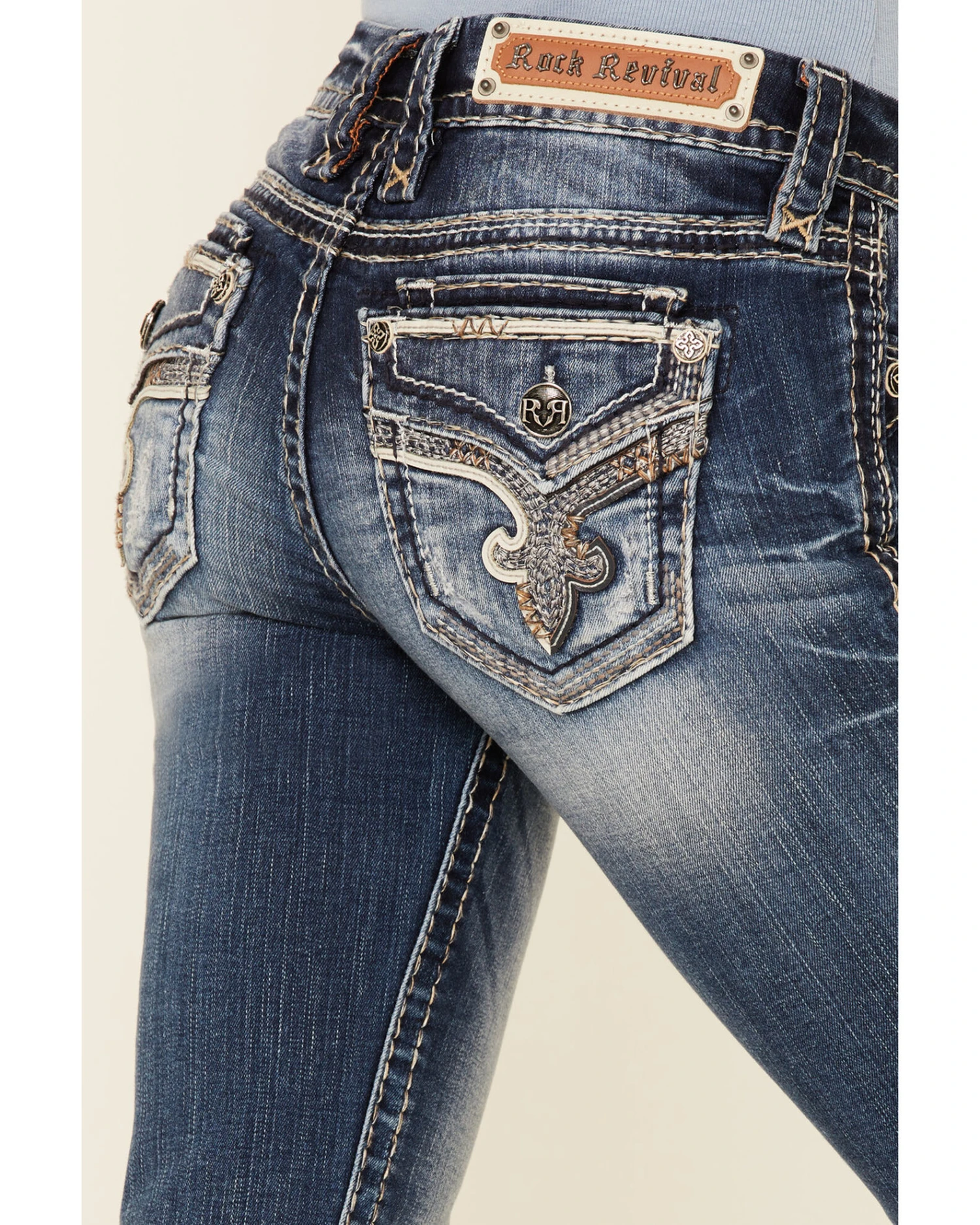 Rock Revival Women's Medium Wash Faded Stitched Border Bootcut Jeans 4 Rock Revival Women's Medium Wash Faded Stitched Border Bootcut Jeans - Image 2