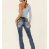 Rock Revival Women's Medium Wash Faded Stitched Border Bootcut Jeans -Country Clothing Store 2000355236 400 P4