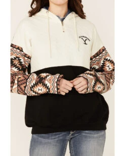 Paramount Network's Yellowstone Women's Mauve Southwestern Sleeve Hoodie Pullover -Country Clothing Store 2000356684 661 P2