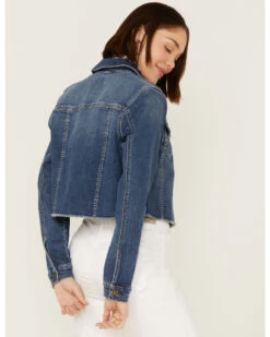Shyanne Women's Medium Dark Wash Cropped Fray Denim Jacket 10 Shyanne Women's Medium Dark Wash Cropped Fray Denim Jacket -Country Clothing Store 2000358731 414 P4