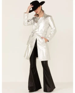 Understated Leather Women's Silver Metallic Moondust Trench Coat -Country Clothing Store 2000358788 040 P2