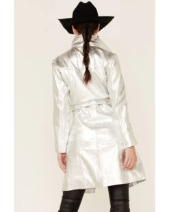Understated Leather Women's Silver Metallic Moondust Trench Coat -Country Clothing Store 2000358788 040 P4