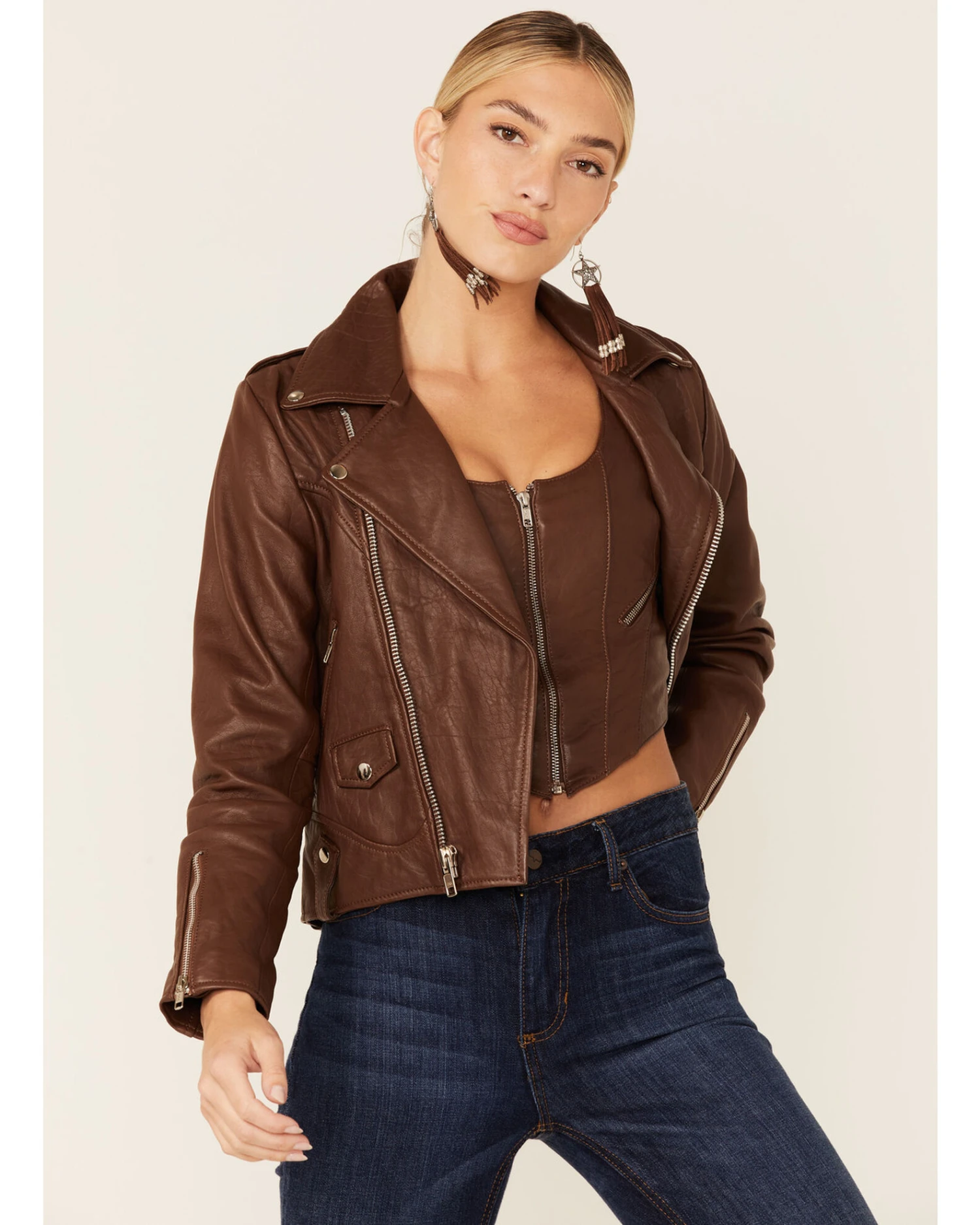 Understated Leather Women's Slick Leather Moto Jacket 3 Understated Leather Women's Slick Leather Moto Jacket