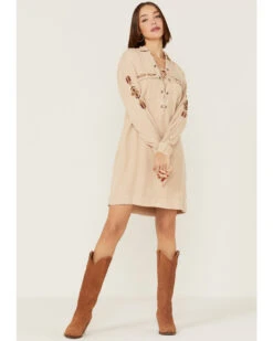 Stetson Women's Safari Southwestern Embroidered Lace-Up Dress -Country Clothing Store 2000358894 280 P1