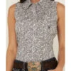 Roper Women's Paisley Print Sleeveless Pearl Snap Western Shirt