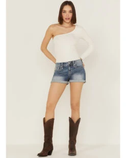Miss Me Women's Embellished Medium Wash Mid Rise Shorts -Country Clothing Store 2000361059 400 P3