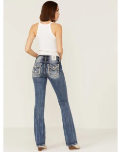 Miss Me Women's Mid Rise Cross Stitch Embroidered Border Pocket Bootcut Jeans -Country Clothing Store 2000361067 400 P1