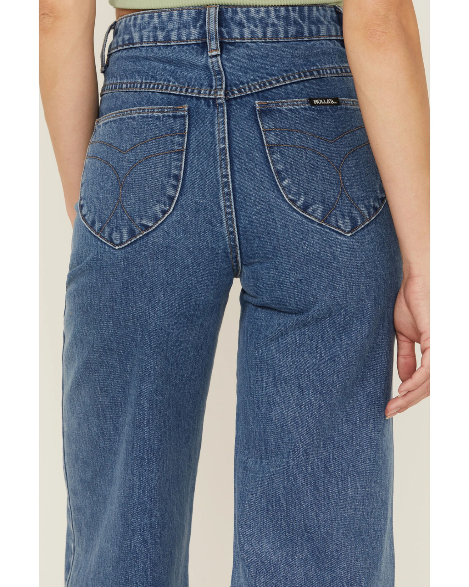 Rolla's Women's Sailor Medium Wash High Rise Wide Jeans 6 Rolla's Women's Sailor Medium Wash High Rise Wide Jeans - Image 4