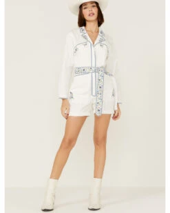 Driftwood Women's Embroidered Floral Shortall Romper 8 Driftwood Women's Embroidered Floral Shortall Romper -Country Clothing Store 2000362704 100 P4