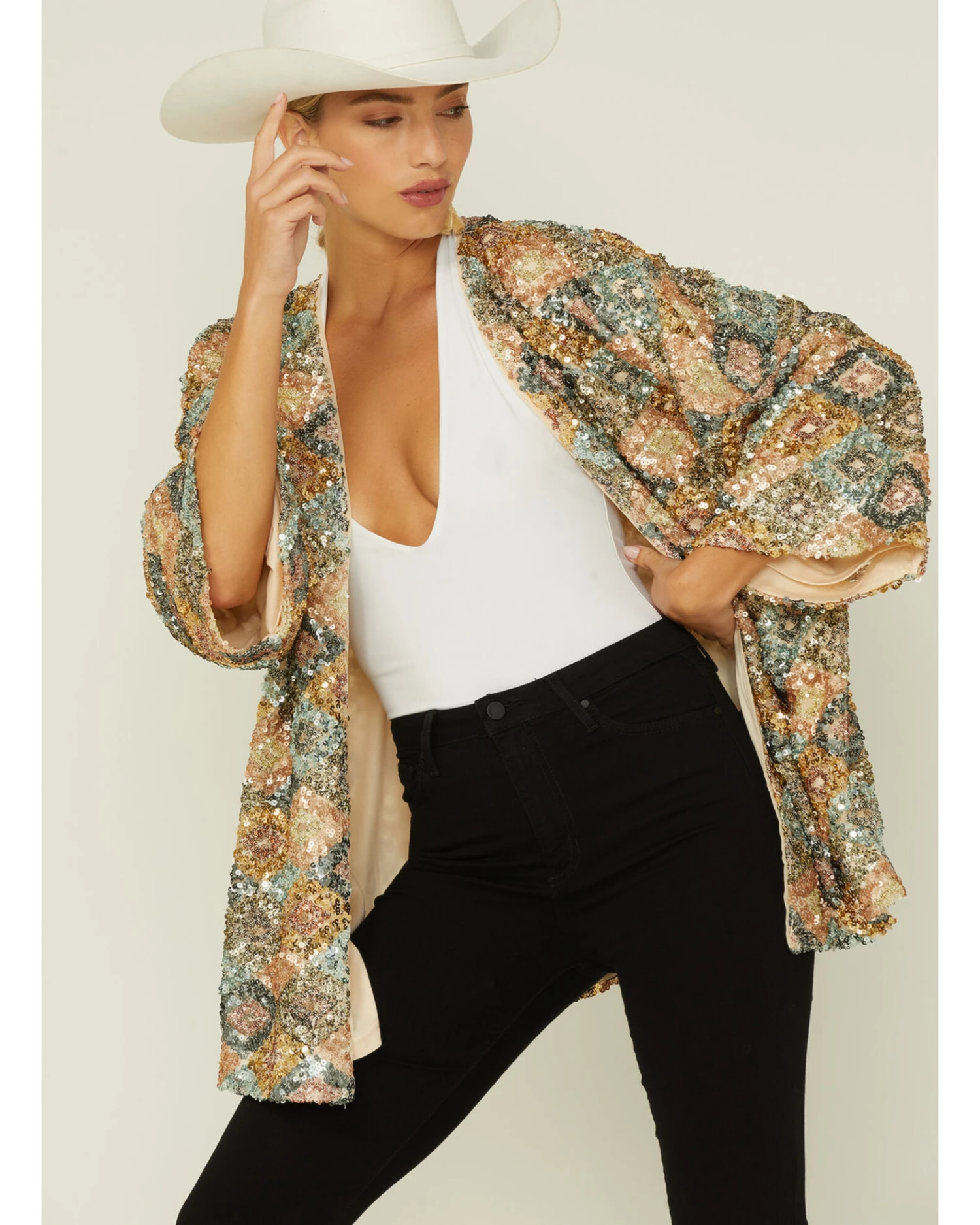 By Together Women's Long Sleeve Sequin Cardigan 3 By Together Women's Long Sleeve Sequin Cardigan