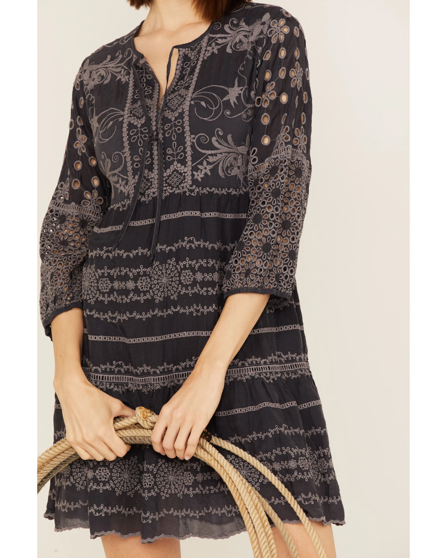 Johnny Was Women's Delina Embroidered Long Sleeve Tunic Mini Dress 5 Johnny Was Women's Delina Embroidered Long Sleeve Tunic Mini Dress - Image 3