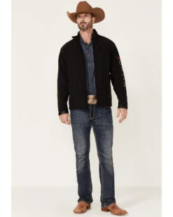 Justin Men's Solid Stillwater Logo Sleeve Zip-Front Fleece Jacket