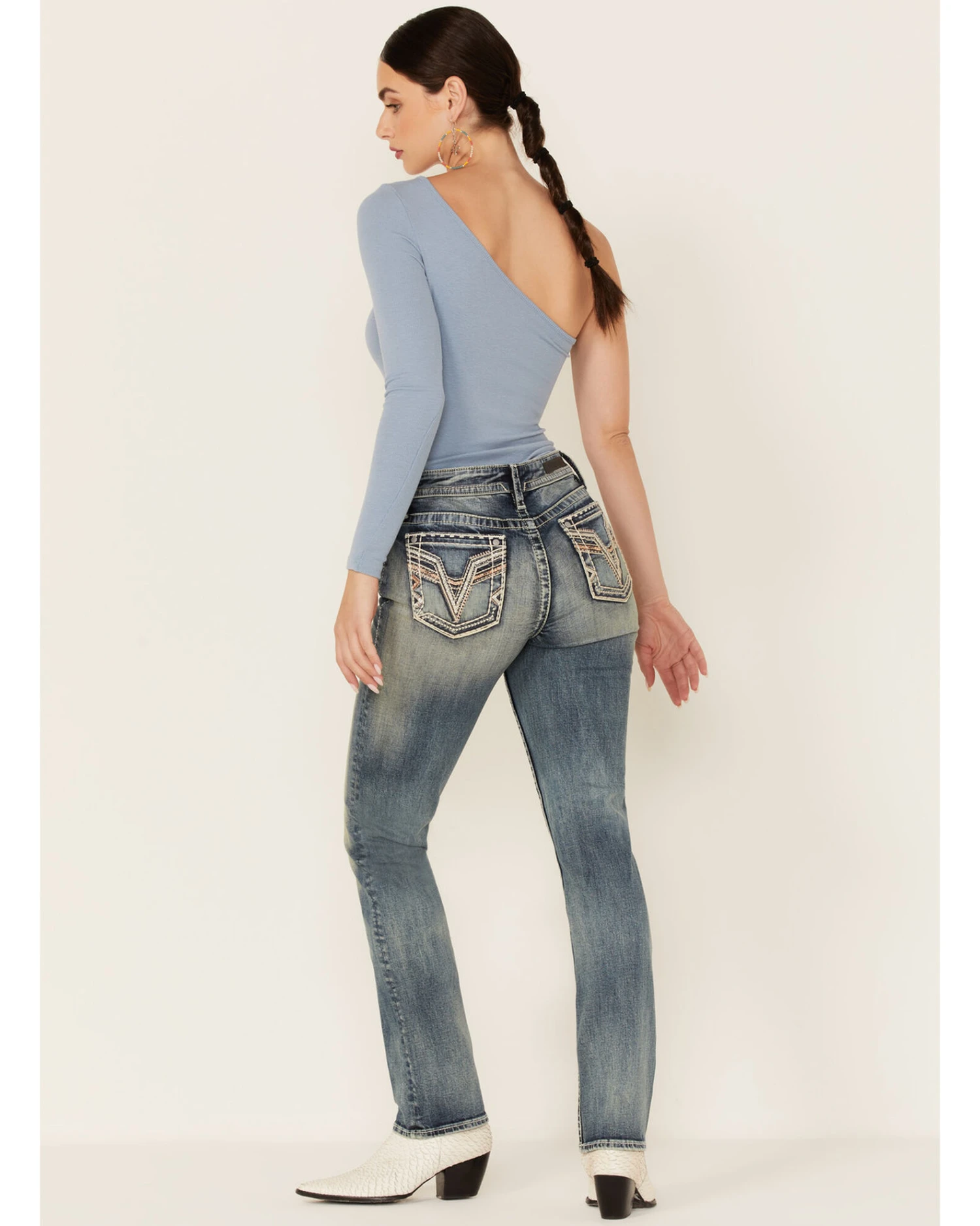 Vigoss Women's Mid Straight Vintage V-Pocket Denim Jeans 5 Vigoss Women's Mid Straight Vintage V-Pocket Denim Jeans - Image 3