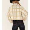 Vigoss Women's Ivory Grid Print Cropped Sherpa Jacket -Country Clothing Store 2000364129 103 P3