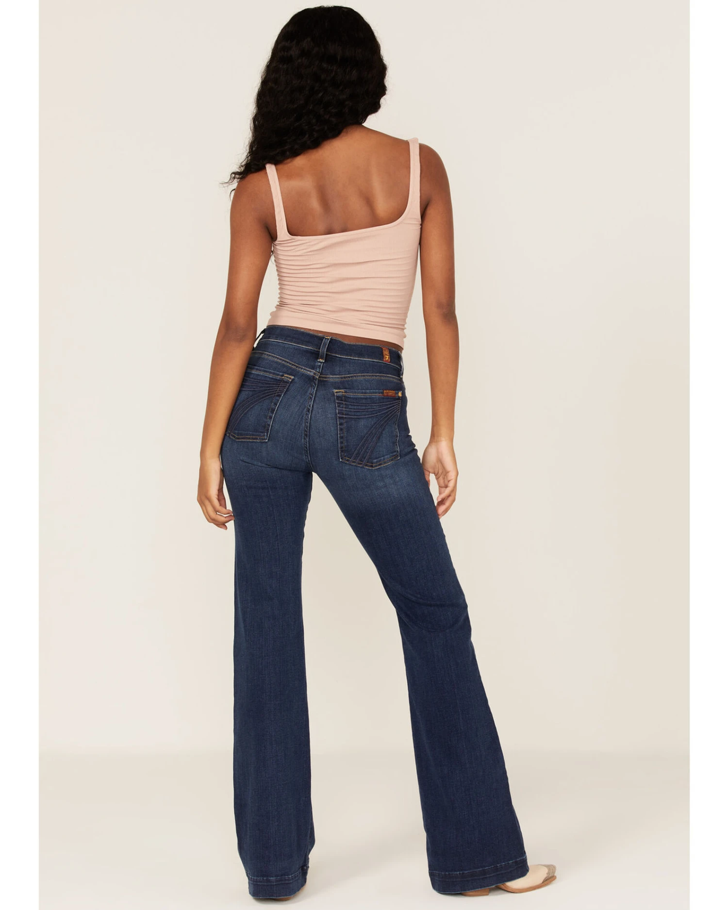 7 For All Mankind Women's Medium Wash Mid Rise Dojo Trouser Flare Jeans 5 7 For All Mankind Women's Medium Wash Mid Rise Dojo Trouser Flare Jeans - Image 3