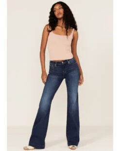 7 For All Mankind Women's Medium Wash Mid Rise Dojo Trouser Flare Jeans 9 7 For All Mankind Women's Medium Wash Mid Rise Dojo Trouser Flare Jeans -Country Clothing Store 2000364276 400 P3