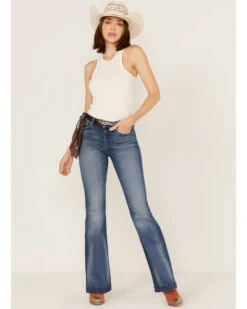 7 For All Mankind Women's Light Wash Mid Rise Dojo Wide Jeans