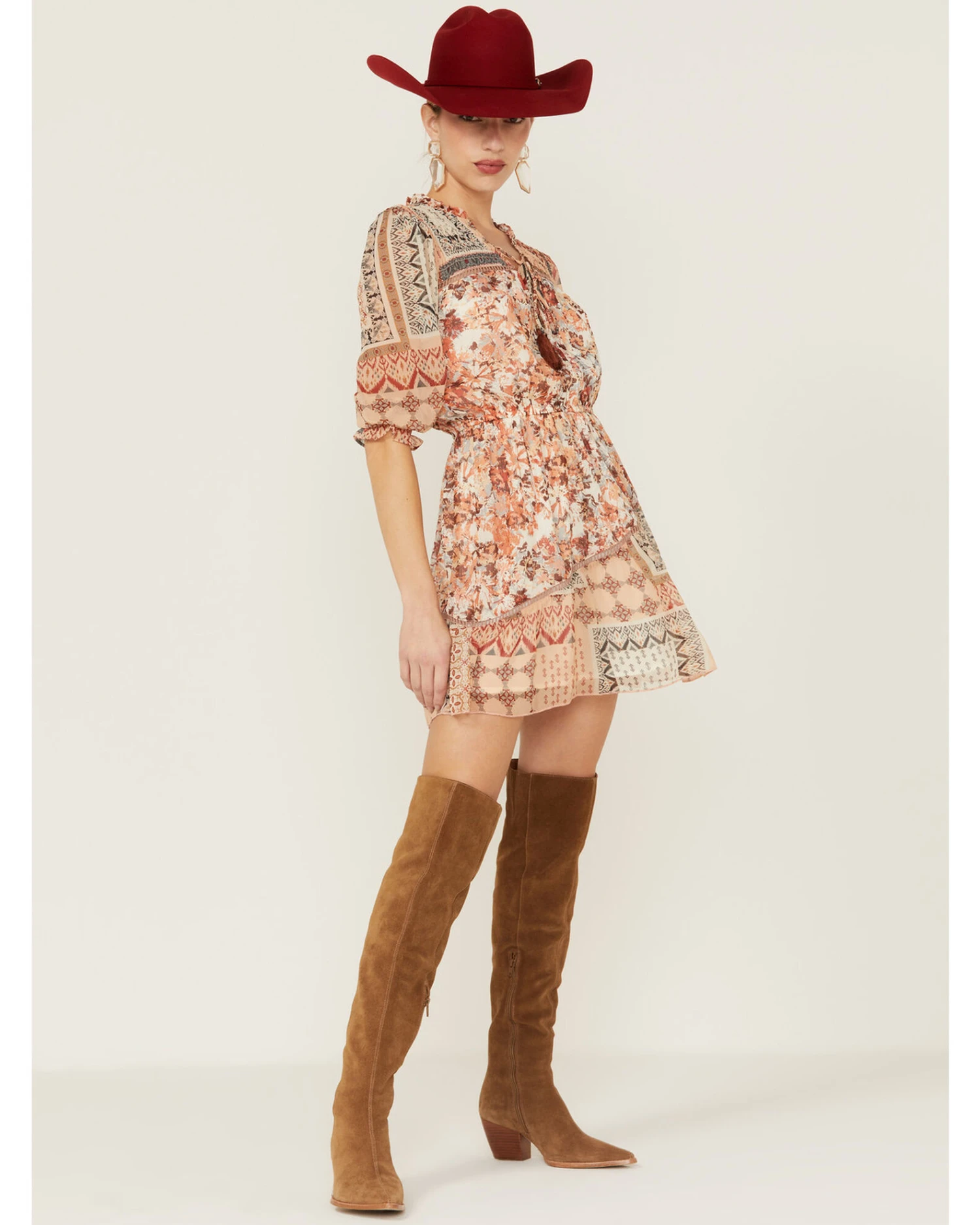 Miss Me Women's Patchwork Long Sleeve Dresss 6 Miss Me Women's Patchwork Long Sleeve Dresss - Image 4