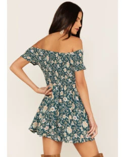 Shyanne Women's Floral Print Smocked Off Shoulder Dress -Country Clothing Store 2000364762 443 P4