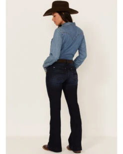 RANK 45 Women's Dark Wash Mid Riding Flare Jeans -Country Clothing Store 2000364981 416 P3