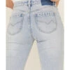 Cleo + Wolf Women's Light Wash High Rise Distressed Straight Jeans