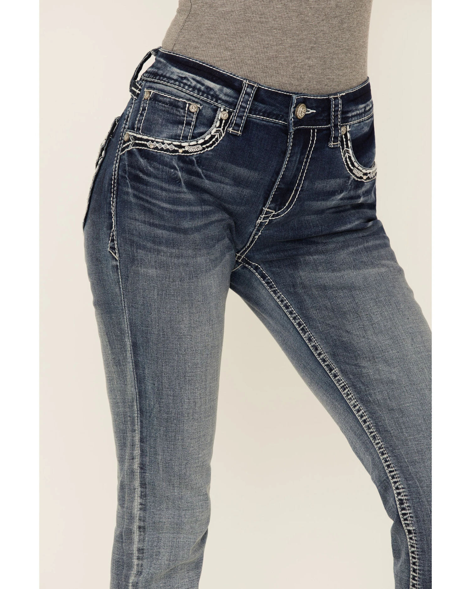 Grace In LA Women's Sequin Flap Pocket Bootcut Jeans 3 Grace In LA Women's Sequin Flap Pocket Bootcut Jeans