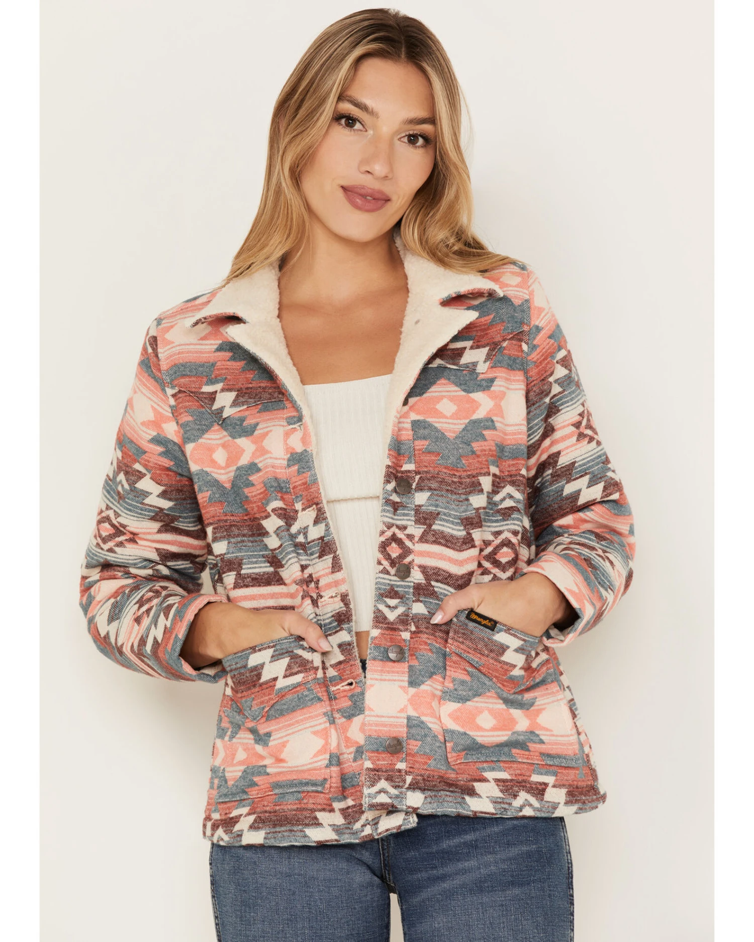 Wrangler Women's Southwestern Print Sherpa-Lined Jacket 4 Wrangler Women's Southwestern Print Sherpa-Lined Jacket - Image 2