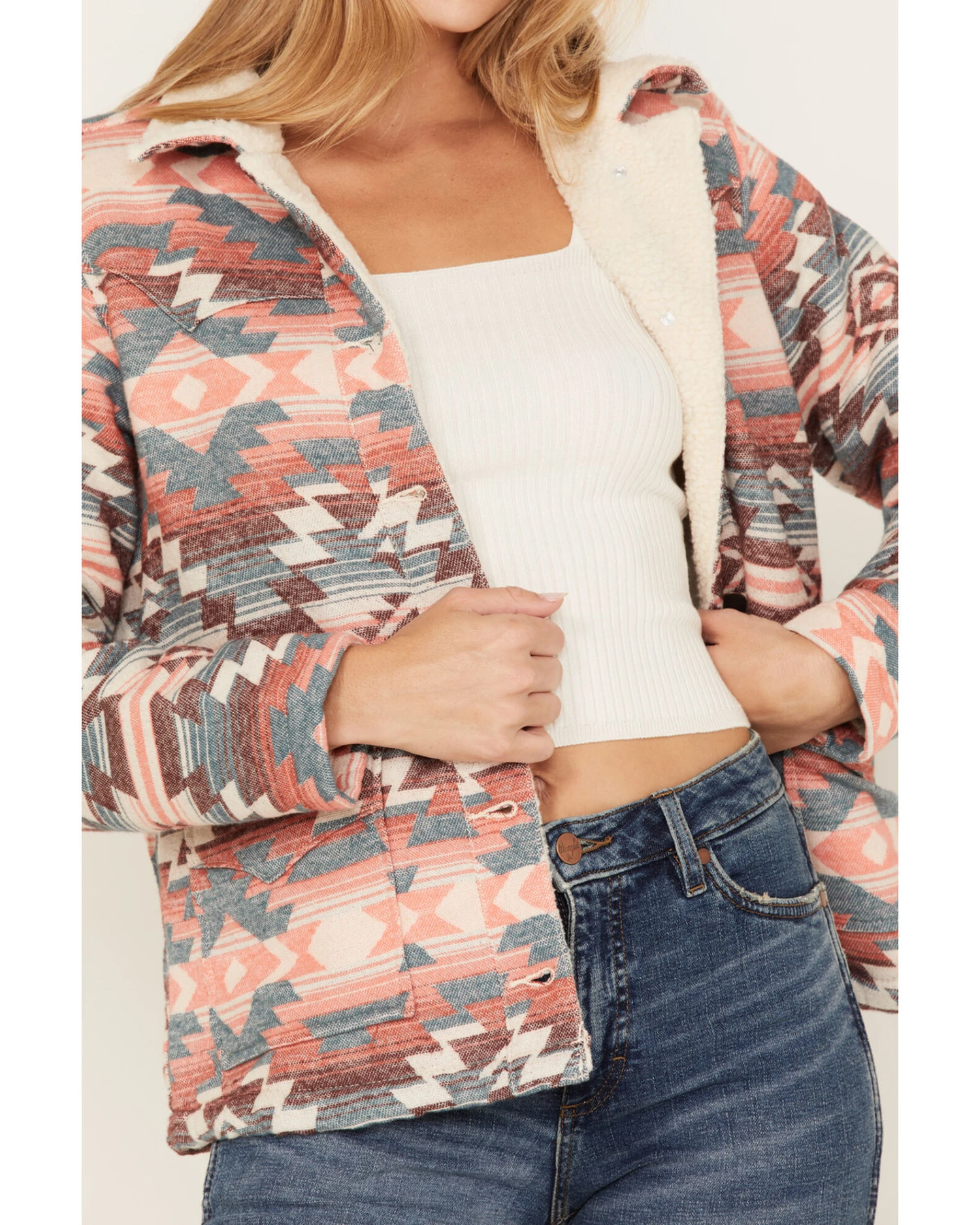 Wrangler Women's Southwestern Print Sherpa-Lined Jacket 3 Wrangler Women's Southwestern Print Sherpa-Lined Jacket