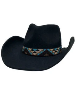 Nikki Beach Women's Mirador Beaded Trim Wool Felt Western Hat