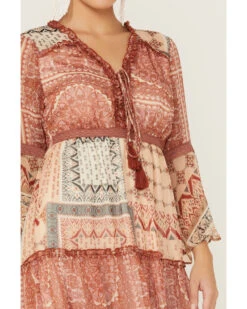 Miss Me Women's Patchwork Button Front Bell Sleeve Dress -Country Clothing Store 2000366082 220 P2