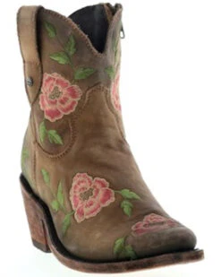 Caborca Silver By Liberty Black Women's Embroidered Floral Western Booties - Pointed Toe -Country Clothing Store 2000366610 280 P1