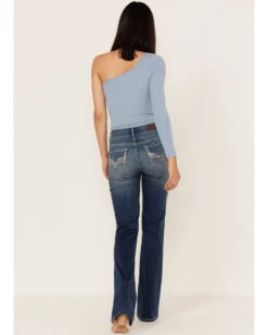 Rock & Roll Denim Women's Medium Wash Mid Rise Riding Straight Jeans -Country Clothing Store 2000368121 414 P3