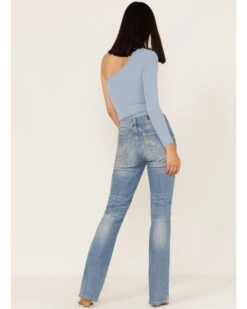 Rock & Roll Denim Women's Light Wash Mid Rise Straight Riding Jeans -Country Clothing Store 2000368122 412 P3