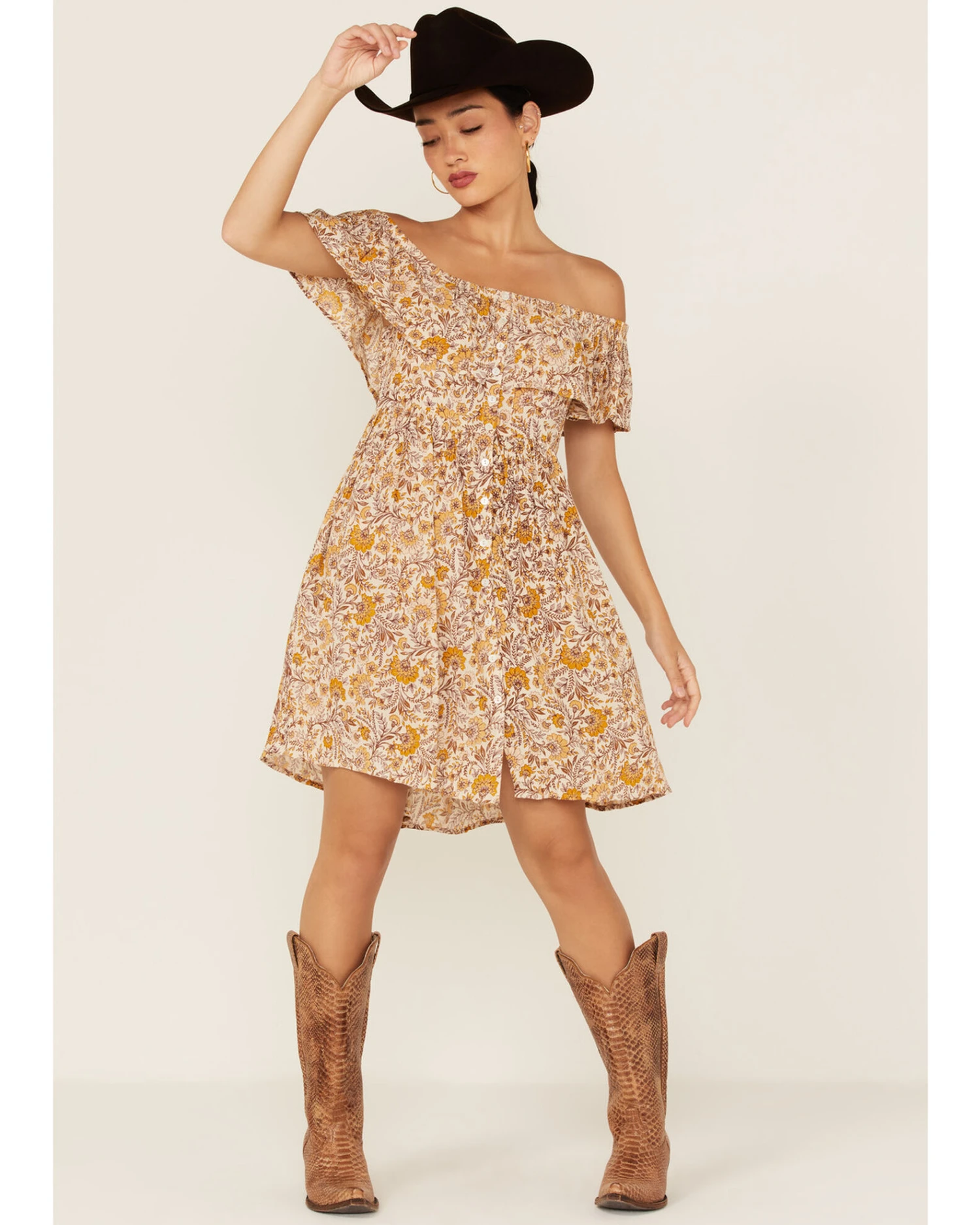 Patrons Of Peace Women's Redondo Floral Print Off Shoulder Dress 3 Patrons Of Peace Women's Redondo Floral Print Off Shoulder Dress