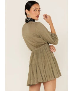 Lush Women's Tie Front Cutout Tiered Long Sleeve Dress -Country Clothing Store 2000368159 341 P4