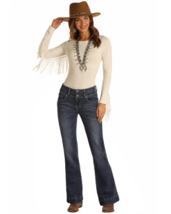 Rock & Roll Denim Women's Dark Wash Mid Rise Bootcut Jeans -Country Clothing Store 2000368547 401 P1