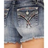 Miss Me Women's Dark Wash Southwestern Arrow Rhinestone Embroidered Denim Shorts -Country Clothing Store 2000369031 414 P2