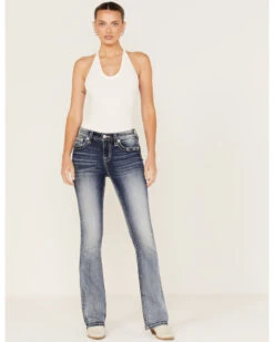 Miss Me Women's Medium Wash Stretch Mid Rise Peacock Embroidery Bootcut Jeans -Country Clothing Store 2000369052 414 P3
