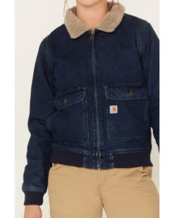 Carhartt Women's Medium Wash Relaxed Fit Denim Sherpa-Lined Jacket -Country Clothing Store 2000369934 400 P3