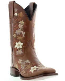 Botas Caborca For Liberty Black Women's Floral Embroidered Western Boots - Square Toe -Country Clothing Store 2000370990 280 P1
