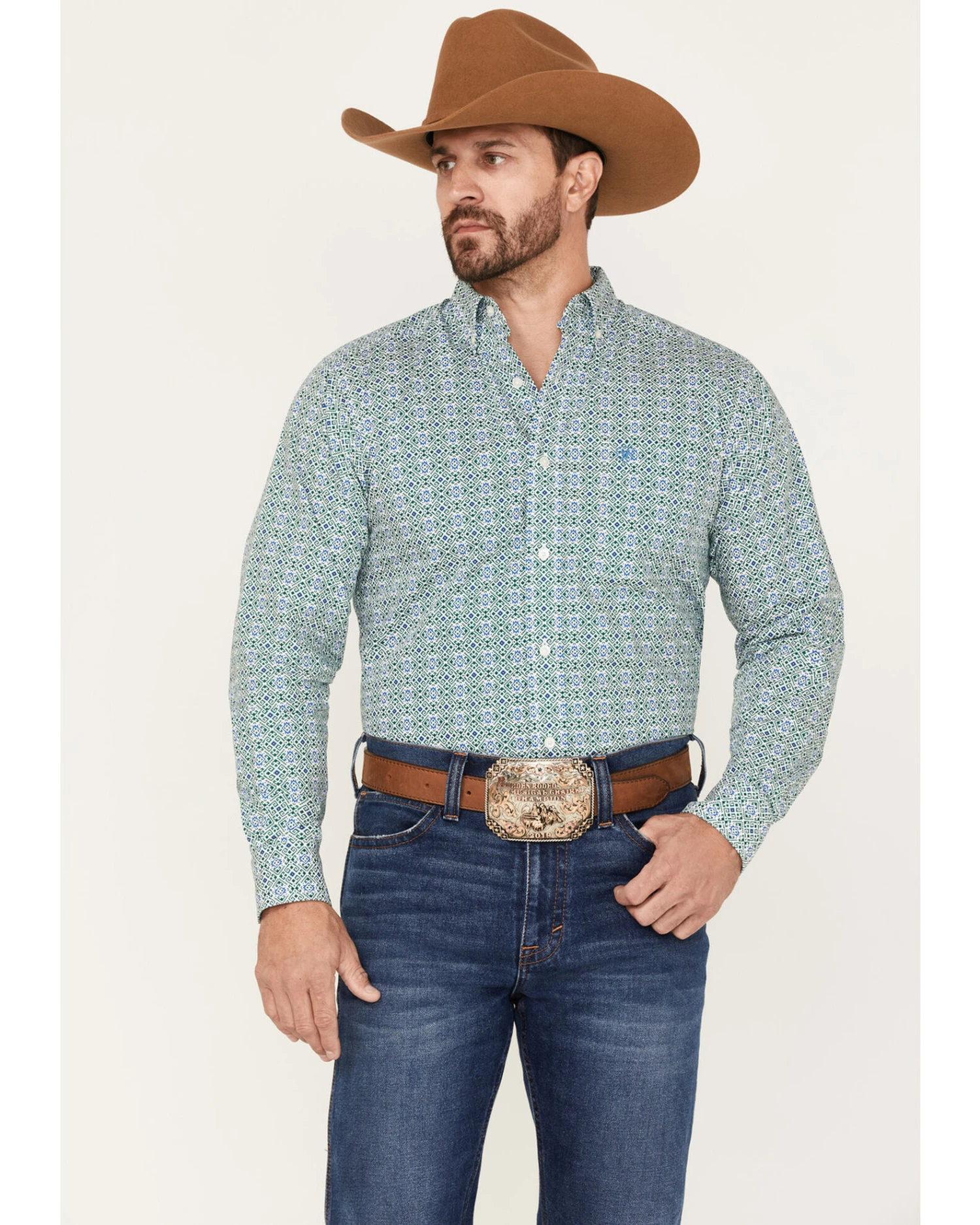 Ariat Men's Berwick Southwestern Print Fitted Button-Down Western Shirt 4 Ariat Men's Berwick Southwestern Print Fitted Button-Down Western Shirt - Image 2