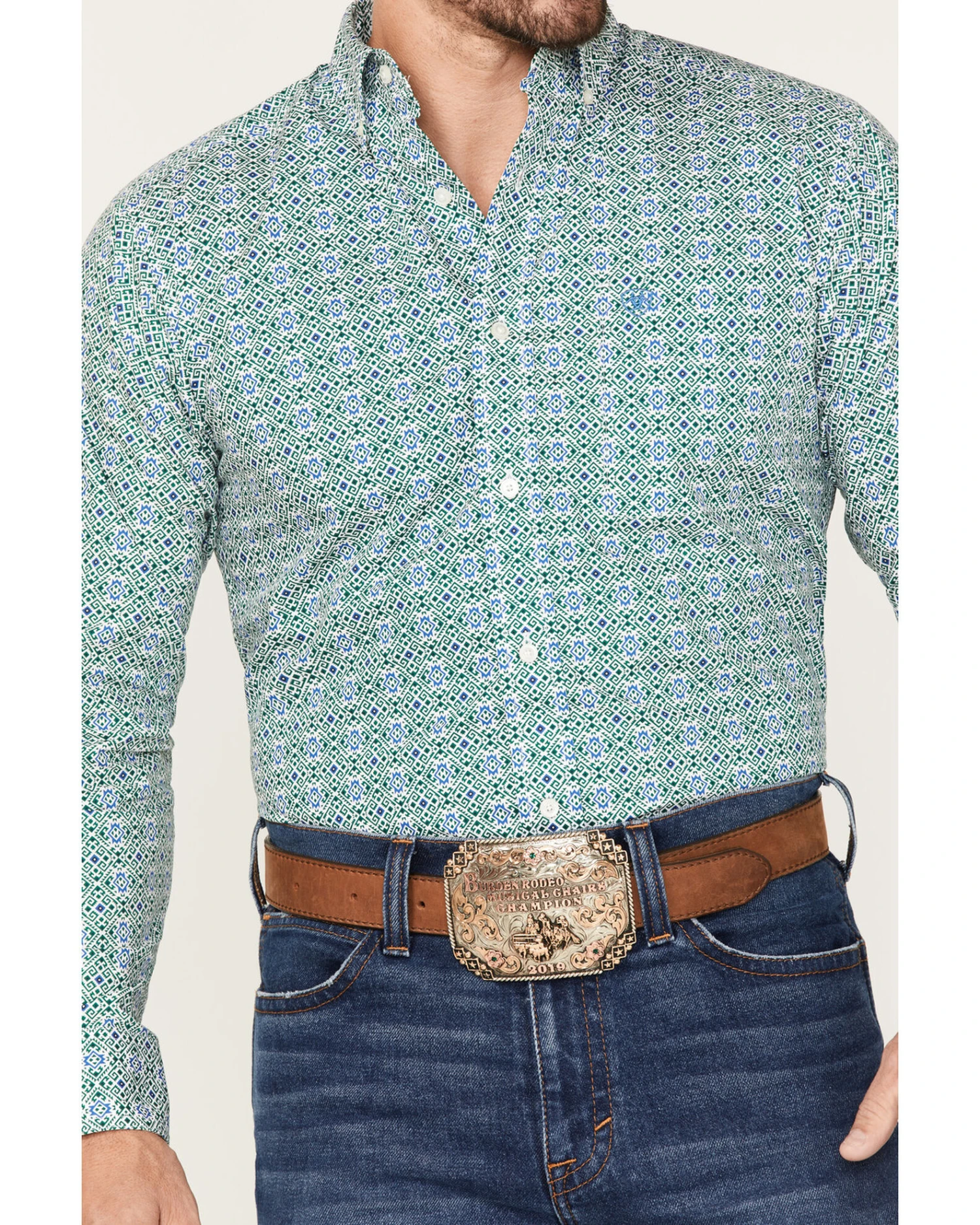 Ariat Men's Berwick Southwestern Print Fitted Button-Down Western Shirt 6 Ariat Men's Berwick Southwestern Print Fitted Button-Down Western Shirt - Image 4