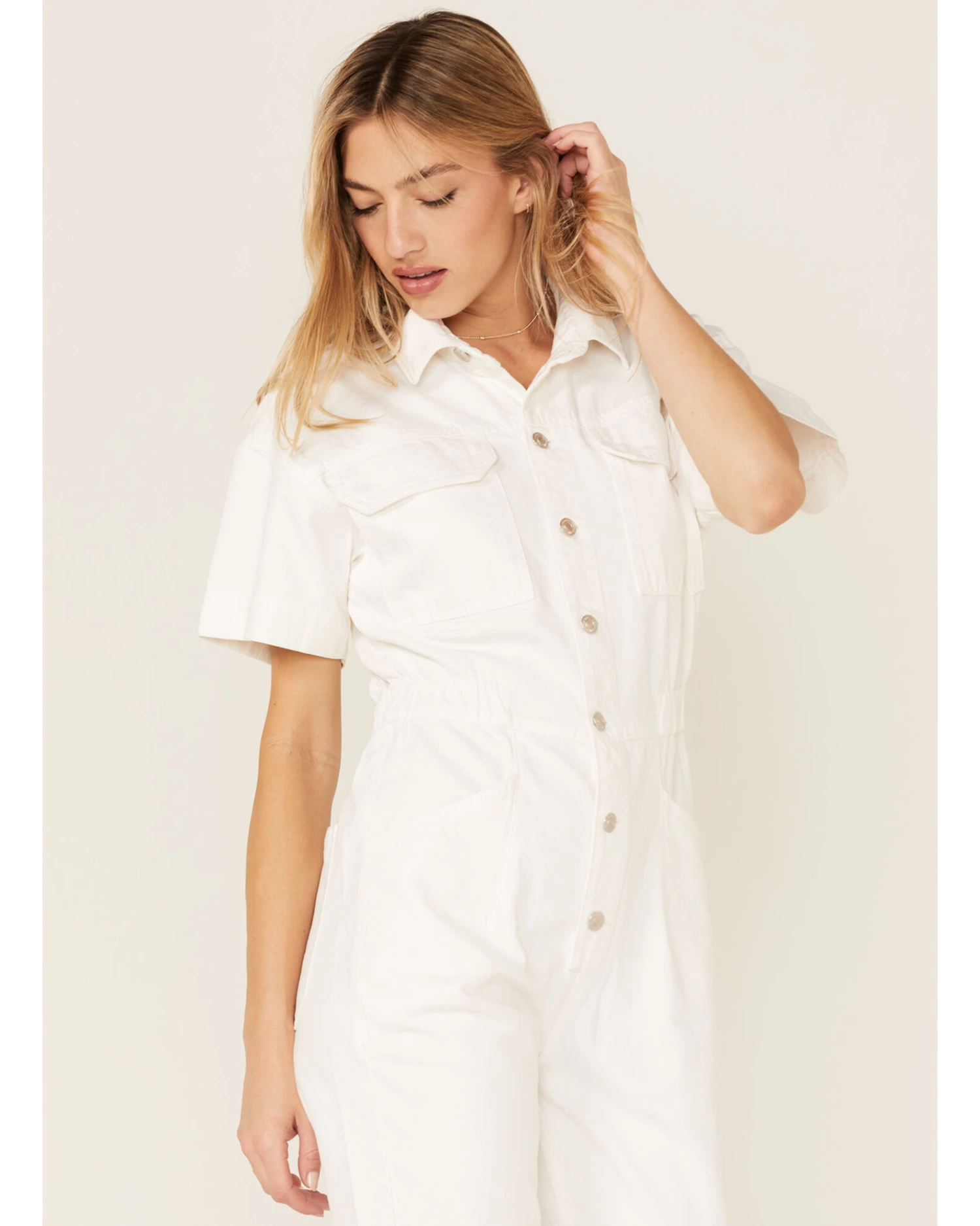 Free People Women's Marci Short Sleeve Button Down Jumpsuit 5 Free People Women's Marci Short Sleeve Button Down Jumpsuit - Image 3