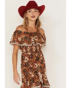 Shyanne Women's Floral Print Off-Shoulder Ruffle Maxi Dress -Country Clothing Store 2000372967 203 P2