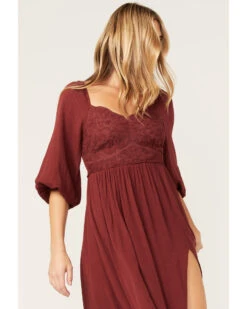 Shyanne Women's Embroidered Mesh Dot Poet Sleeve Midi Dress -Country Clothing Store 2000372975 646 P2