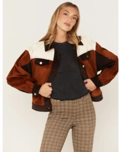 Cleo + Wolf Women's Colorblock Corduroy Trucker Jacket