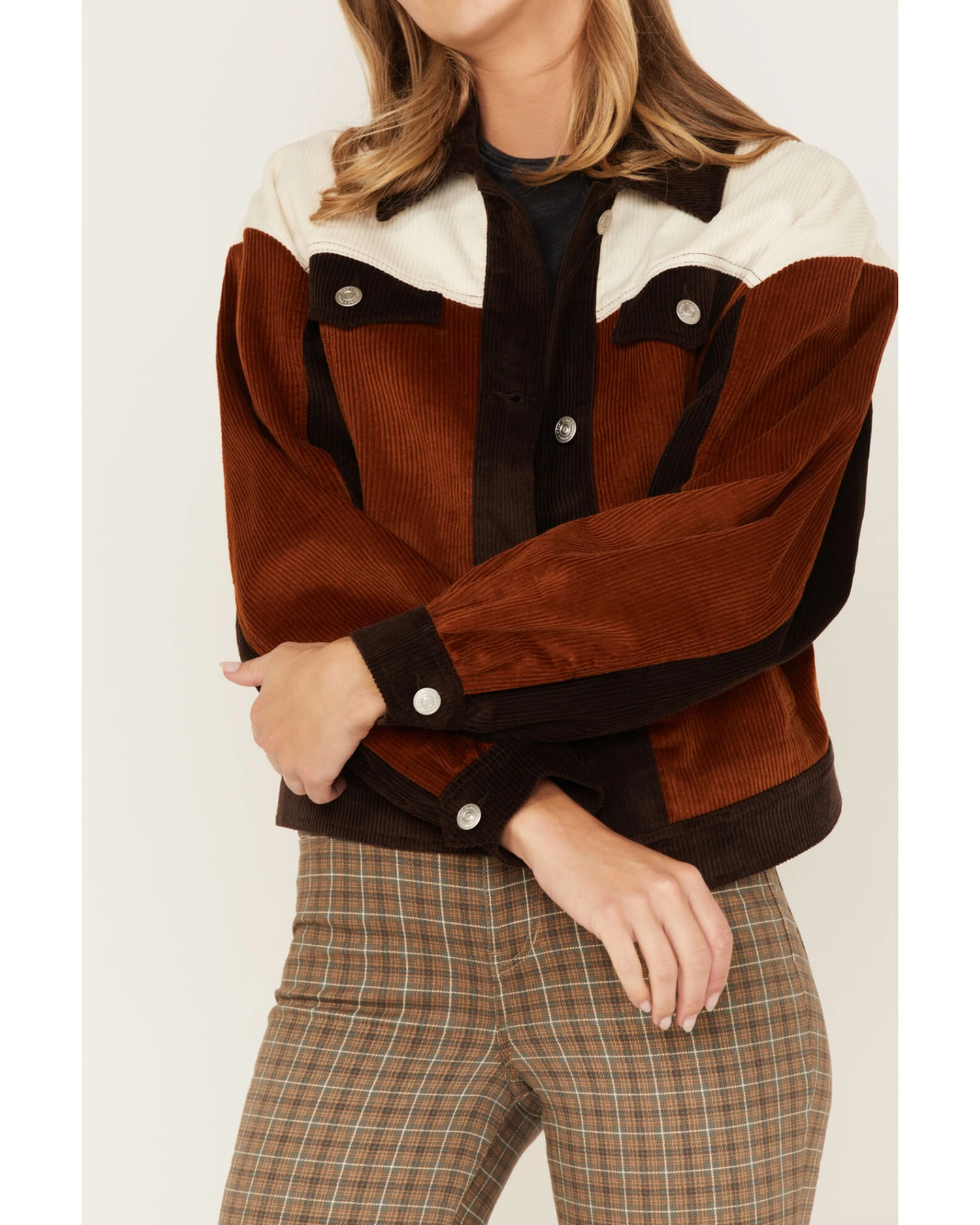 Cleo + Wolf Women's Colorblock Corduroy Trucker Jacket 5 Cleo + Wolf Women's Colorblock Corduroy Trucker Jacket - Image 3