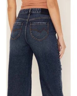 Cleo + Wolf Women's Medium Wash High Rise Patchwork Distressed Straight Jeans 8 Cleo + Wolf Women's Medium Wash High Rise Patchwork Distressed Straight Jeans -Country Clothing Store 2000373350 416 P4