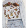 Cleo + Wolf Women's Light Wash Stretch Desert Scene Embroidered Cropped Denim Jacket -Country Clothing Store 2000373355 412 P1